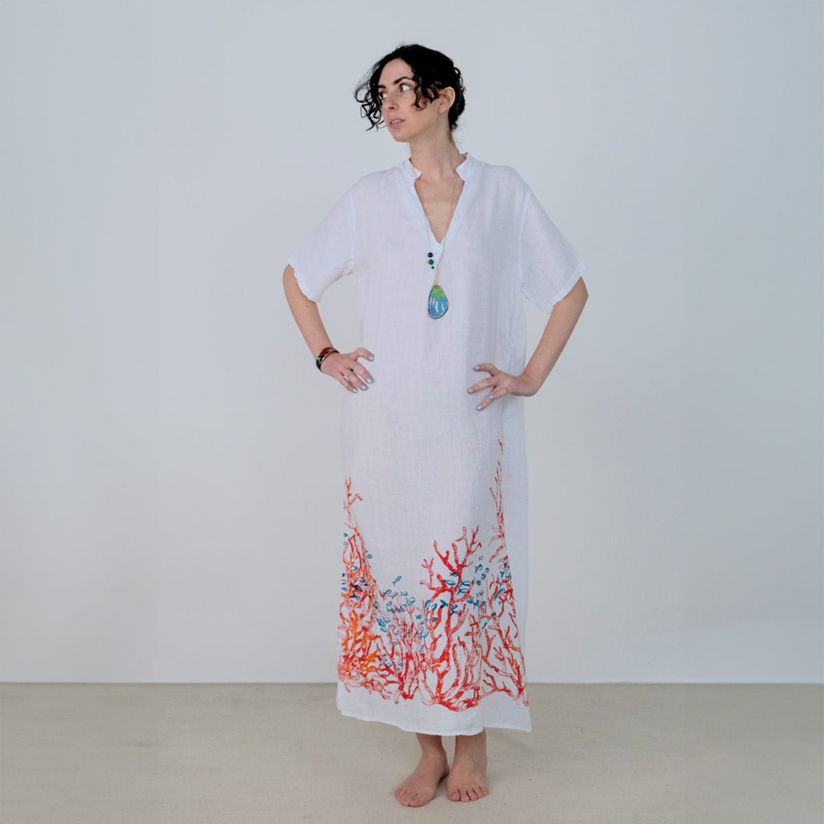 Long 3/4 sleeve caftan Coralli