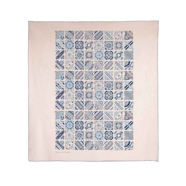 Maiolica blu double bedspread