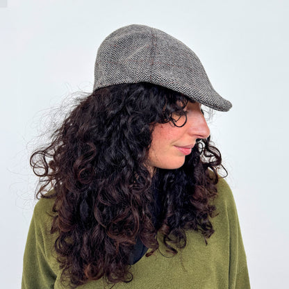 Unisex grey herringbone wool coppola