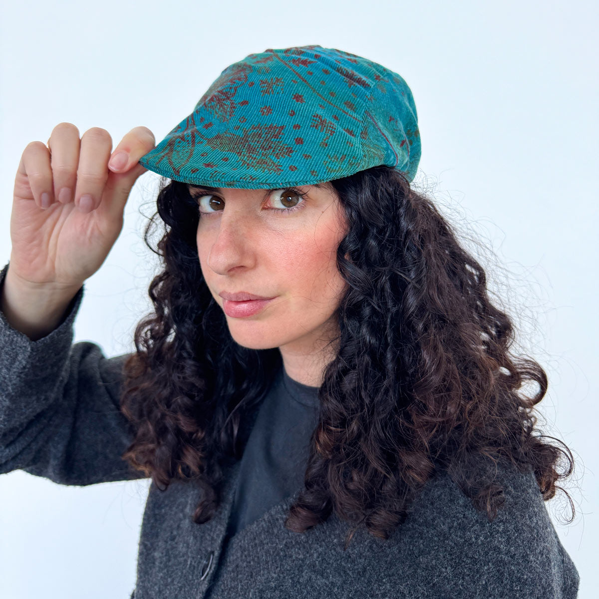 Coppola unisex invernale in cotone petrolio