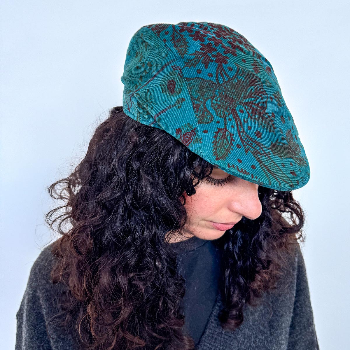 Coppola unisex invernale in cotone petrolio