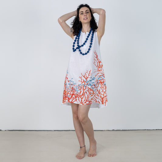 Coral sleeveless mini dress