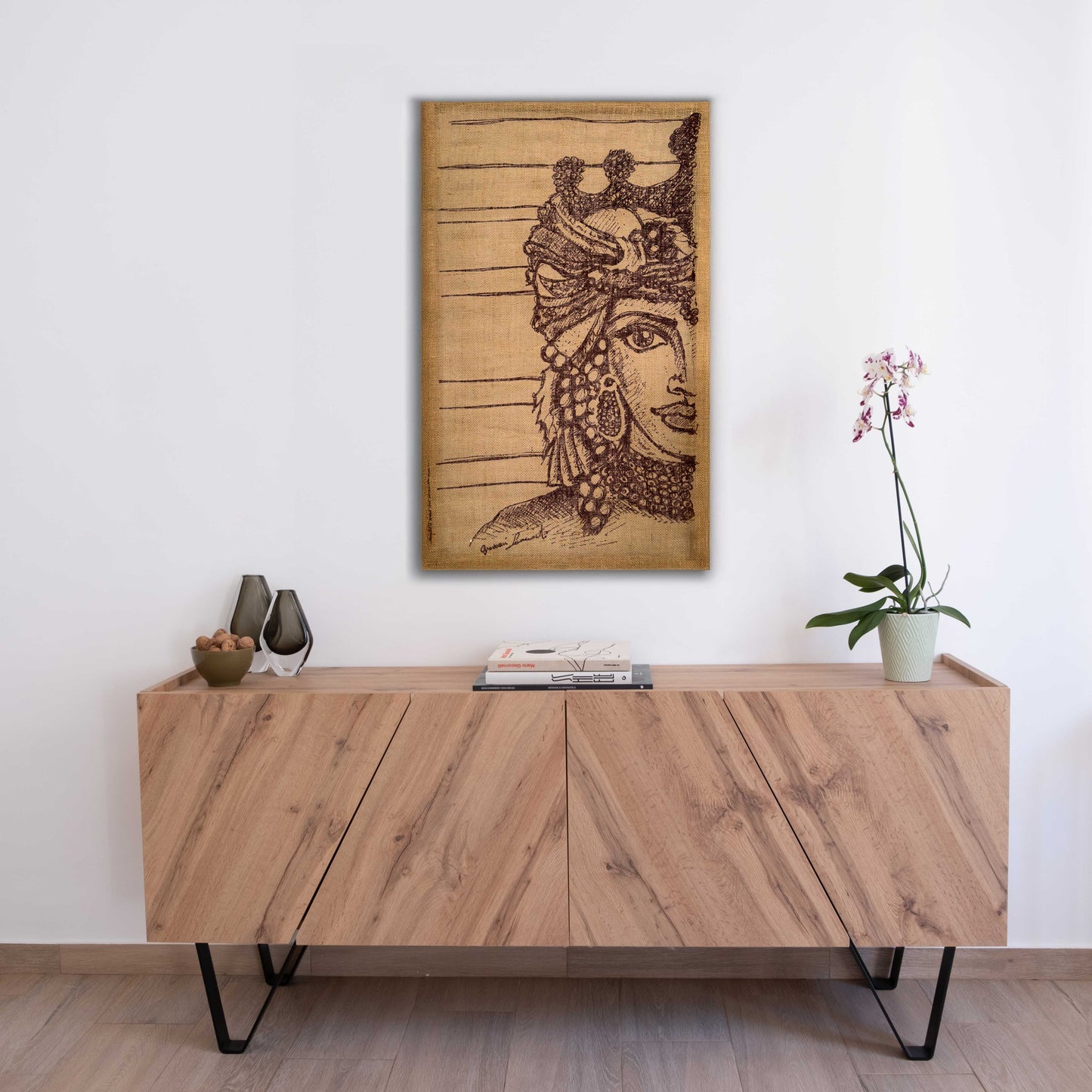 Medium Dama tapestry in wide-weave jute