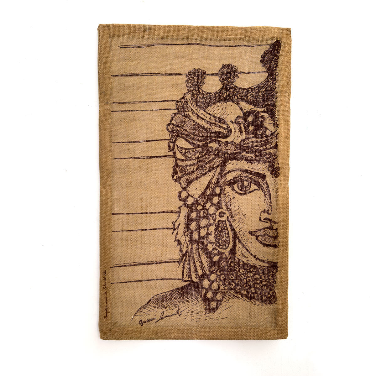 Medium Dama tapestry in wide-weave jute