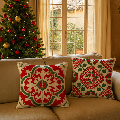 Federa per cuscino Maiolica natalizia quadro