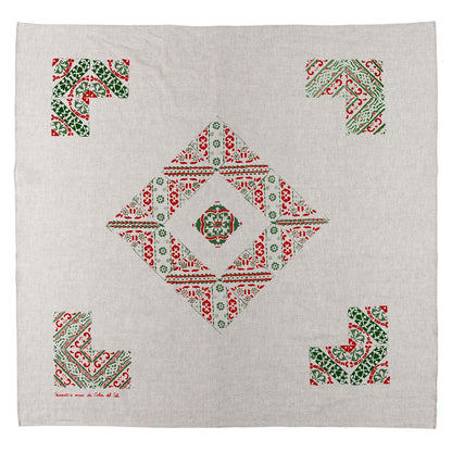 Maiolica Christmas square tablecloth in ecru color