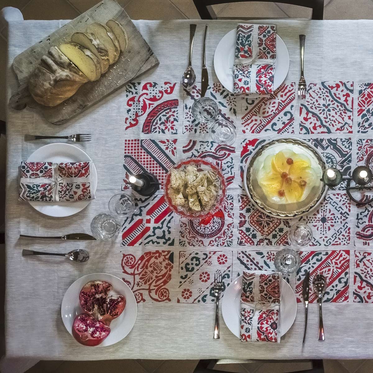 Christmas Maiolica rectangular tablecloth