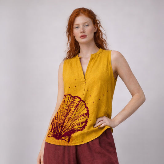 Marea V-Neck Tank Top - Mustard