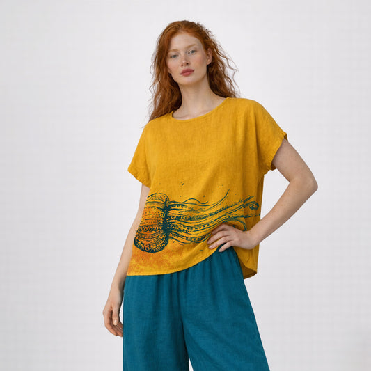 Marea Short-Sleeve Top - Mustard