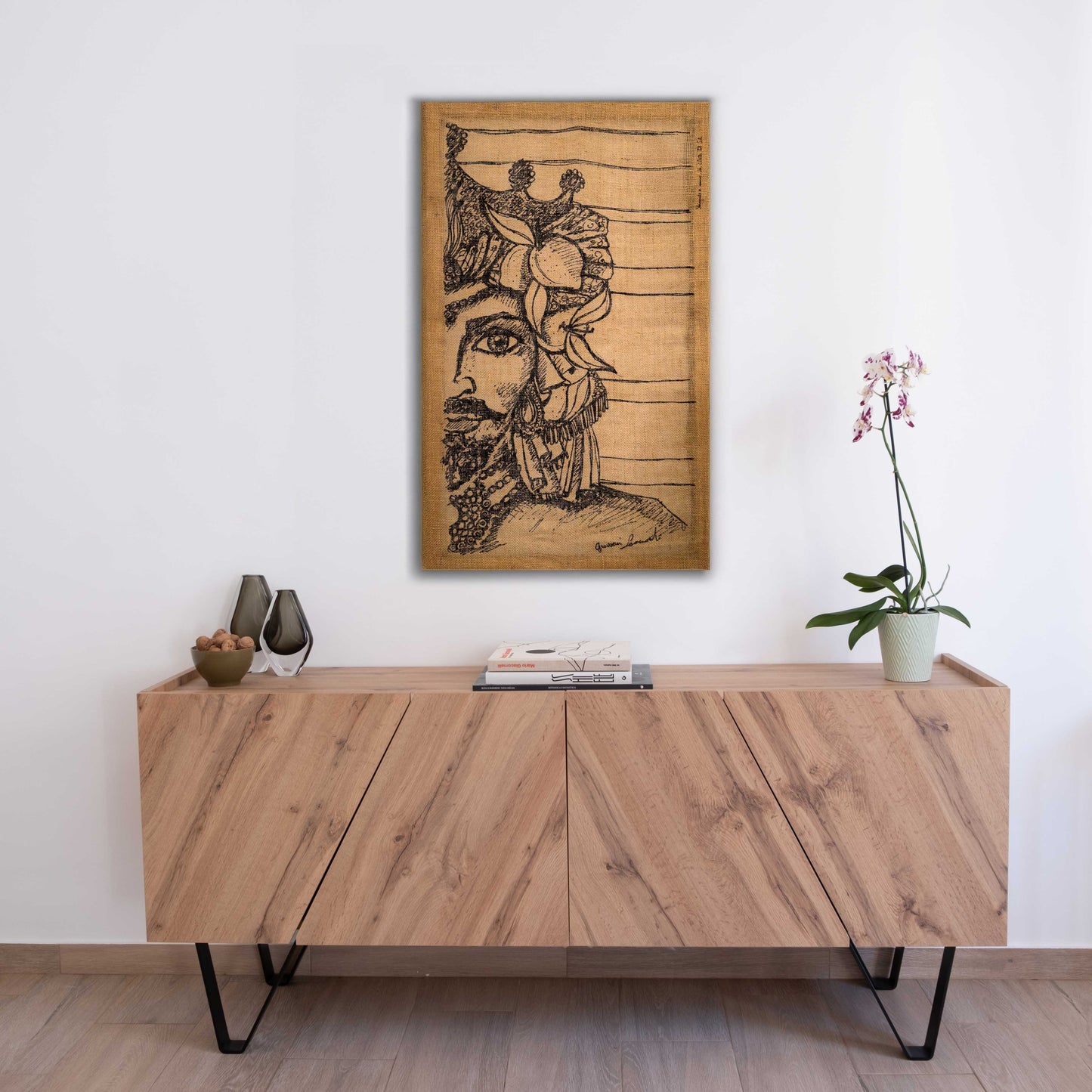 Large Moro tapestry in wide-weave jute