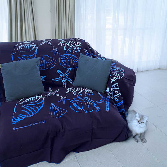 Copridivano Elementi Marini azzurro