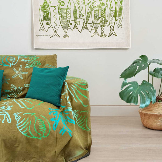 Copridivano Elementi Marini verde