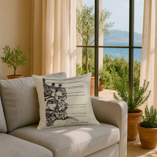Cuscino cotone motivo geometrico a righe 45 x 45 cm beige e nero Abies Cuscino cotone motivo geometrico a righe 45 x 45 cm beige e nero Abies