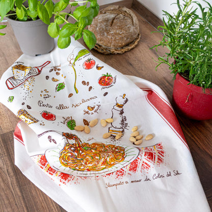 Pesto alla siciliana kitchen towel