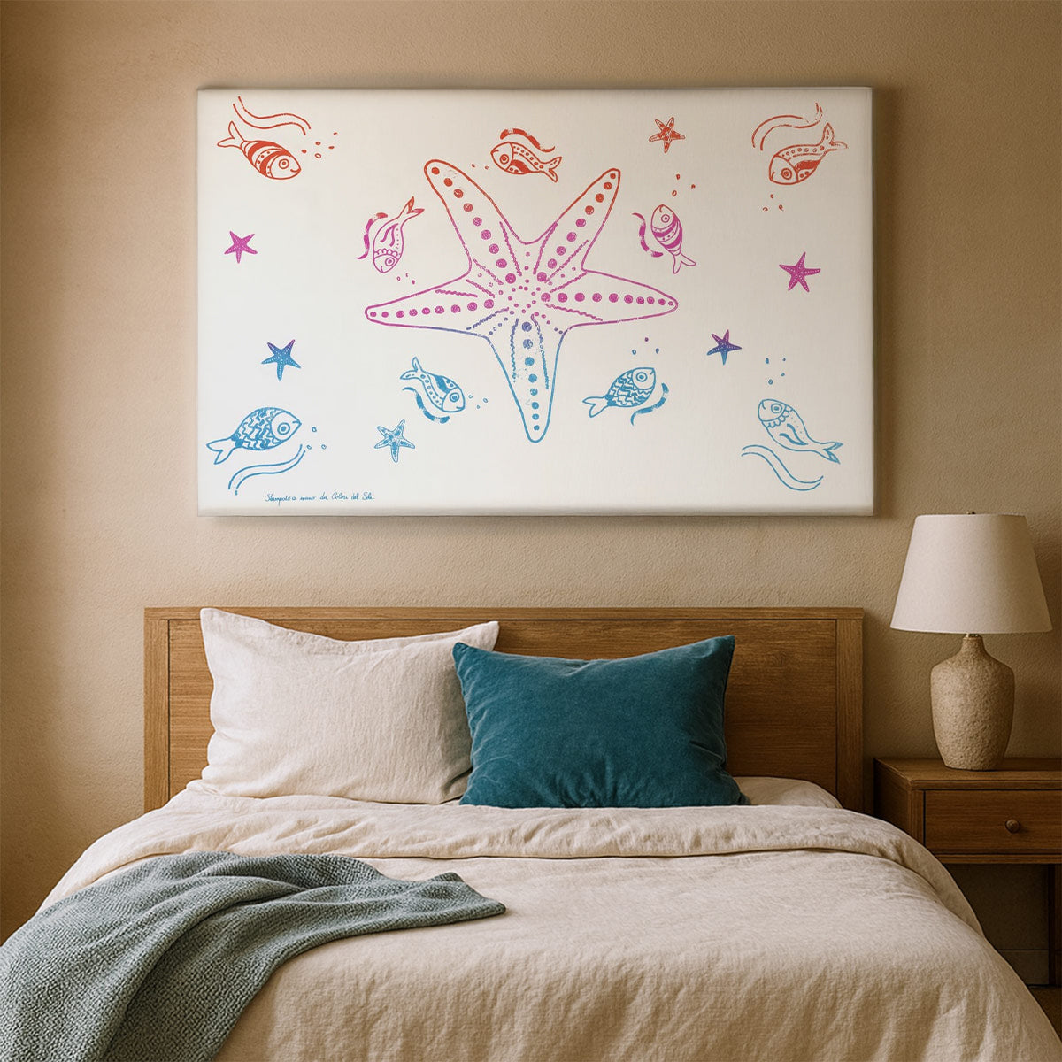 Tusokids Tuso Turquoise Tapestry | 100% hand-printed linen, serigraph technique ...