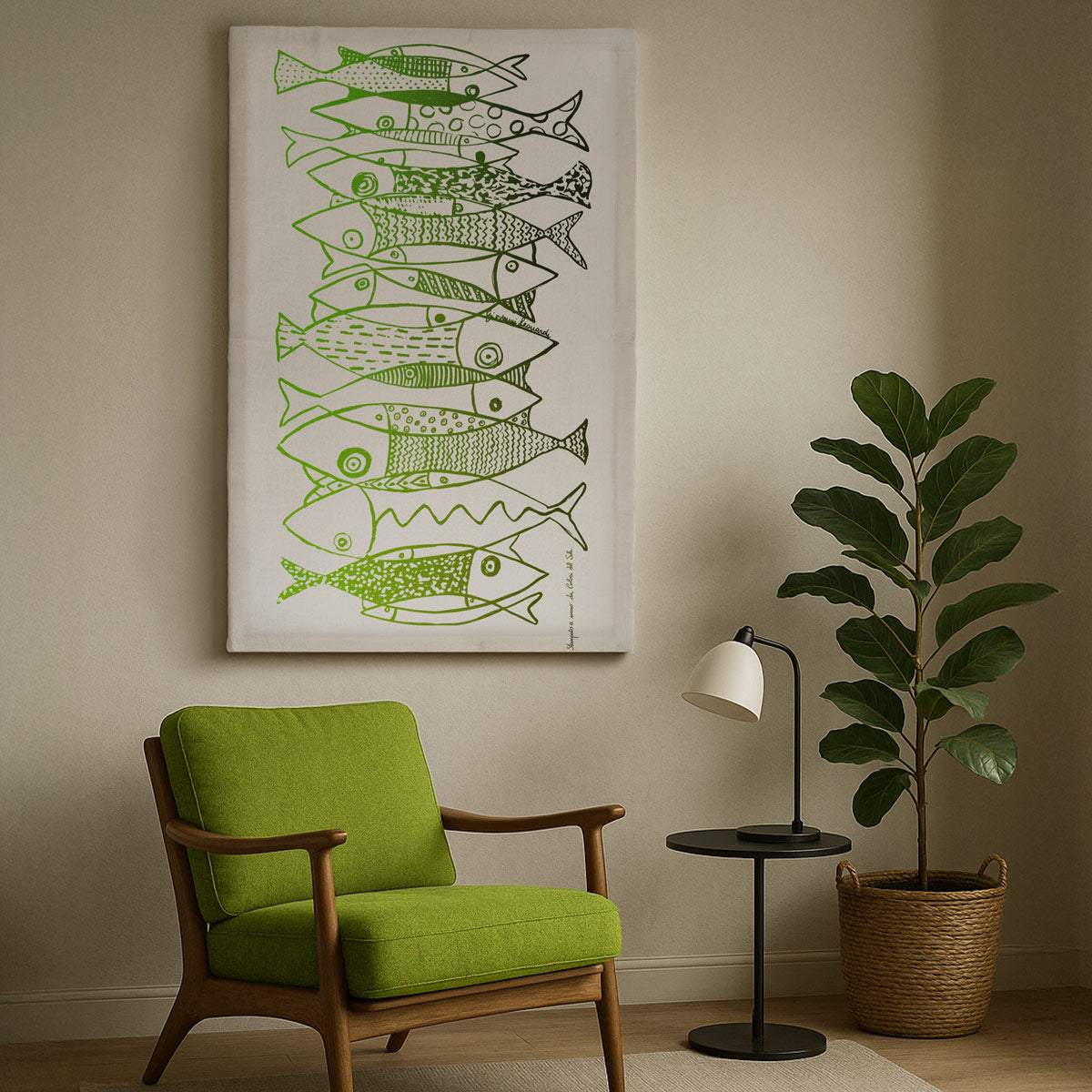 Pisci in Fila green tapestry