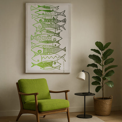 Pisci in Fila green tapestry