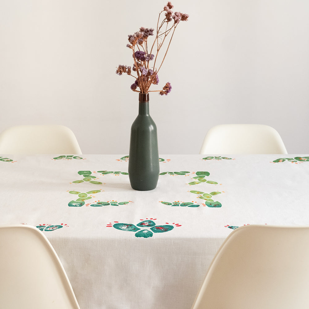 Fichidindia rectangular green tablecloth