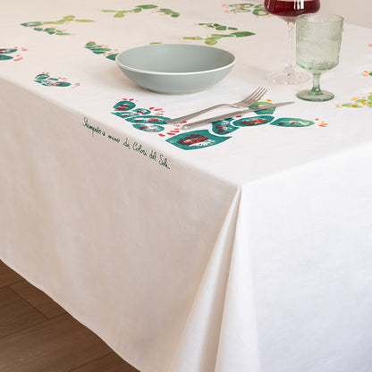 Fichidindia rectangular green tablecloth